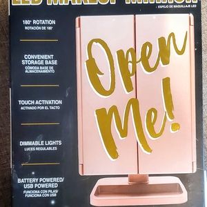 Onyx Professional LED Makeup Mirror Folding In-Base Magnifying Rose Gold